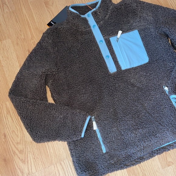 NWT Women’s Orvis Gray and Blue Sherpa Quarter Snap Up Pullover Size Large - Picture 3 of 5
